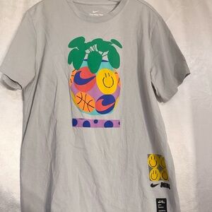 Nike Gray Tee with Yellow Smiley Graphics
